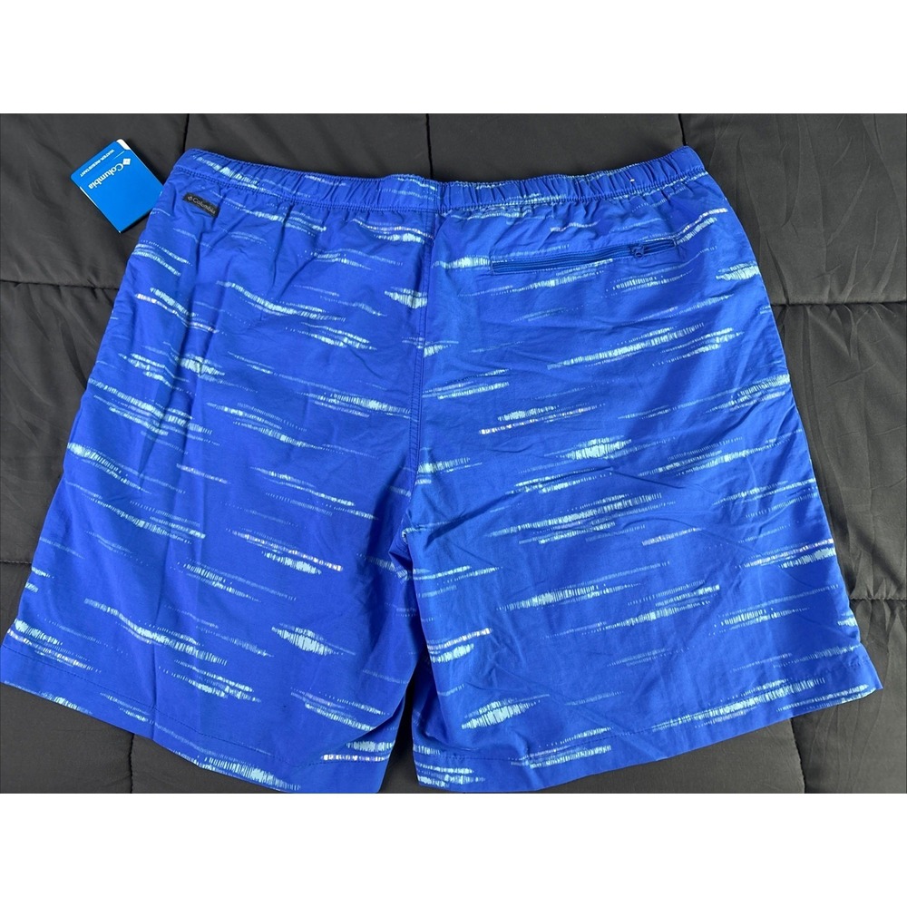 Columbia Flatwater Run Swim Shorts XL Blue Print 8inch Inseam Belt - Picture 4 of 10